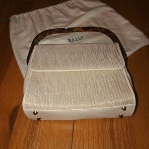 1970s Bally leather woven bag tortoise handle
